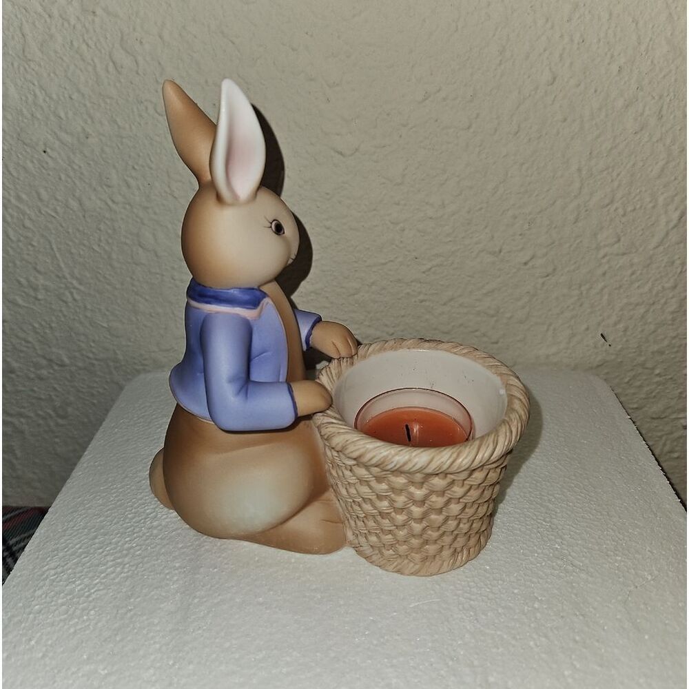 PartyLite Easter Bunny Bertie & Bea Votive Candle Holder Holiday Table Decor Set - Picture 9 of 13
